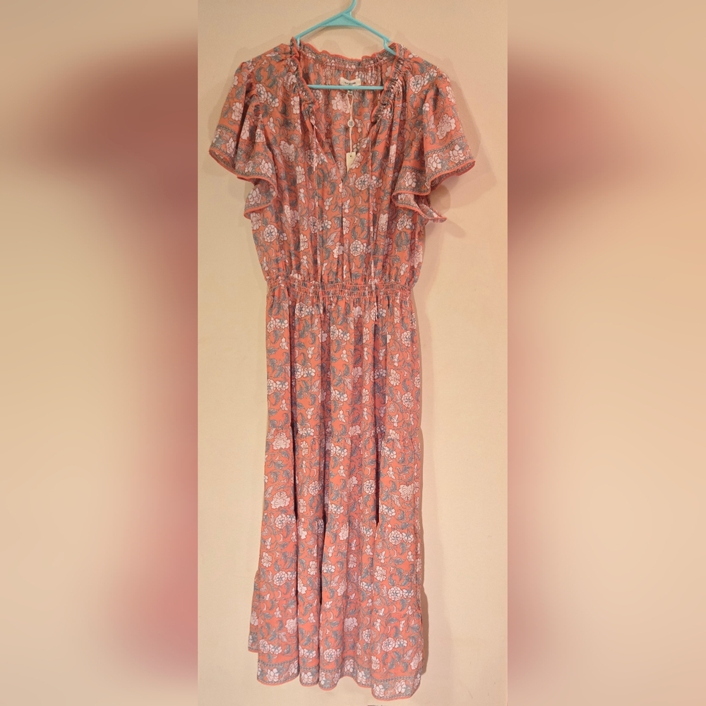 Max Studio Flutter Sleeve Maxi Dress - Coral Carnatuon - Size XL - MSRP $148 - Picture 4 of 13